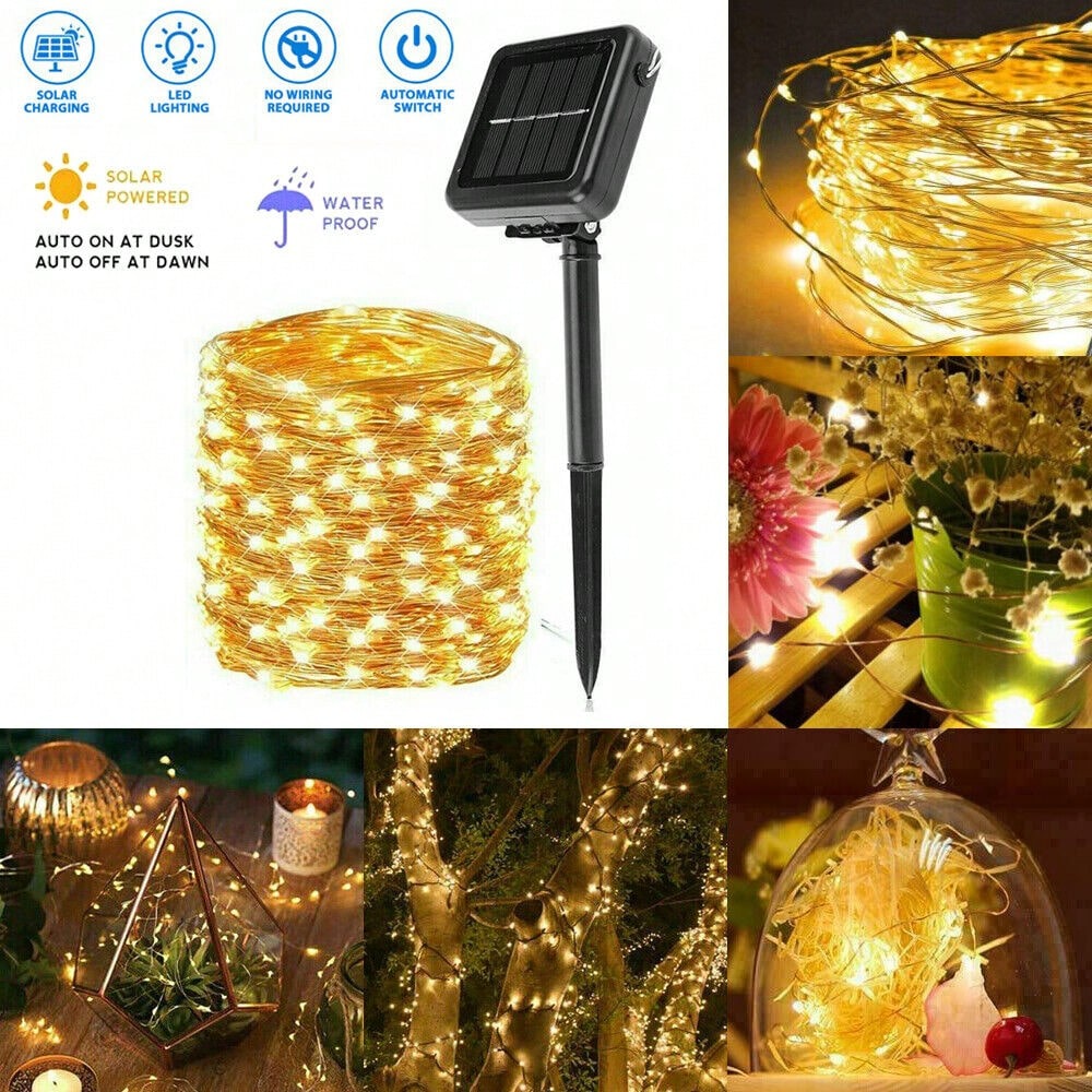 STONESKY 200 LED Solar String Cooper Wire Fairy Lights 8 Modes Outdoor Yard Patio Decor