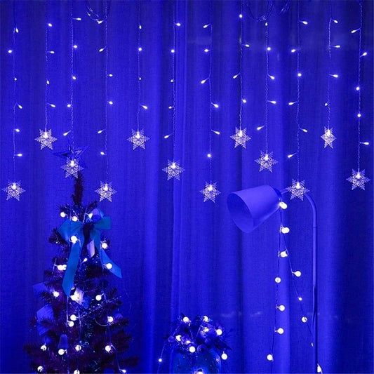 STONESKY Christmas LED Curtain Snowflake Lights Window String Fairy Waterproof Decor Xmas