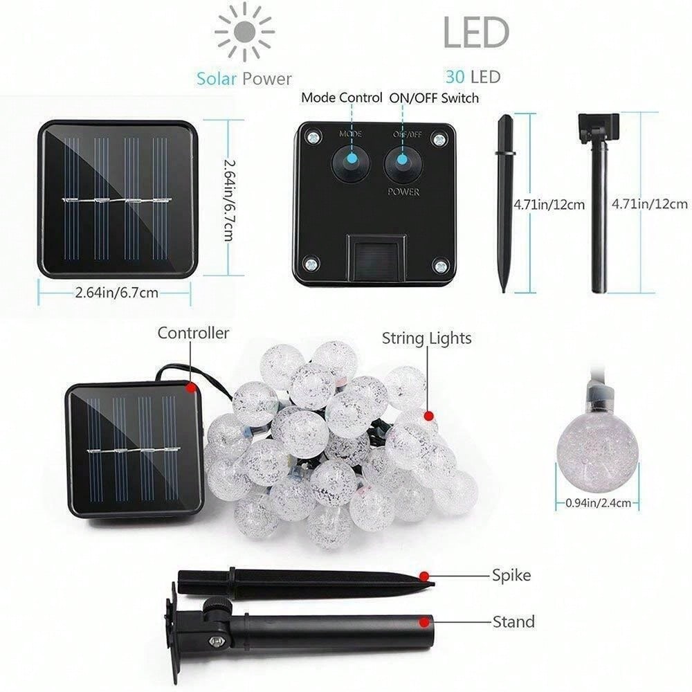 STONESKY 30 LED Outdoor 8 Modes Solar Lights Waterproof String Fairy Globe Crystal Balls