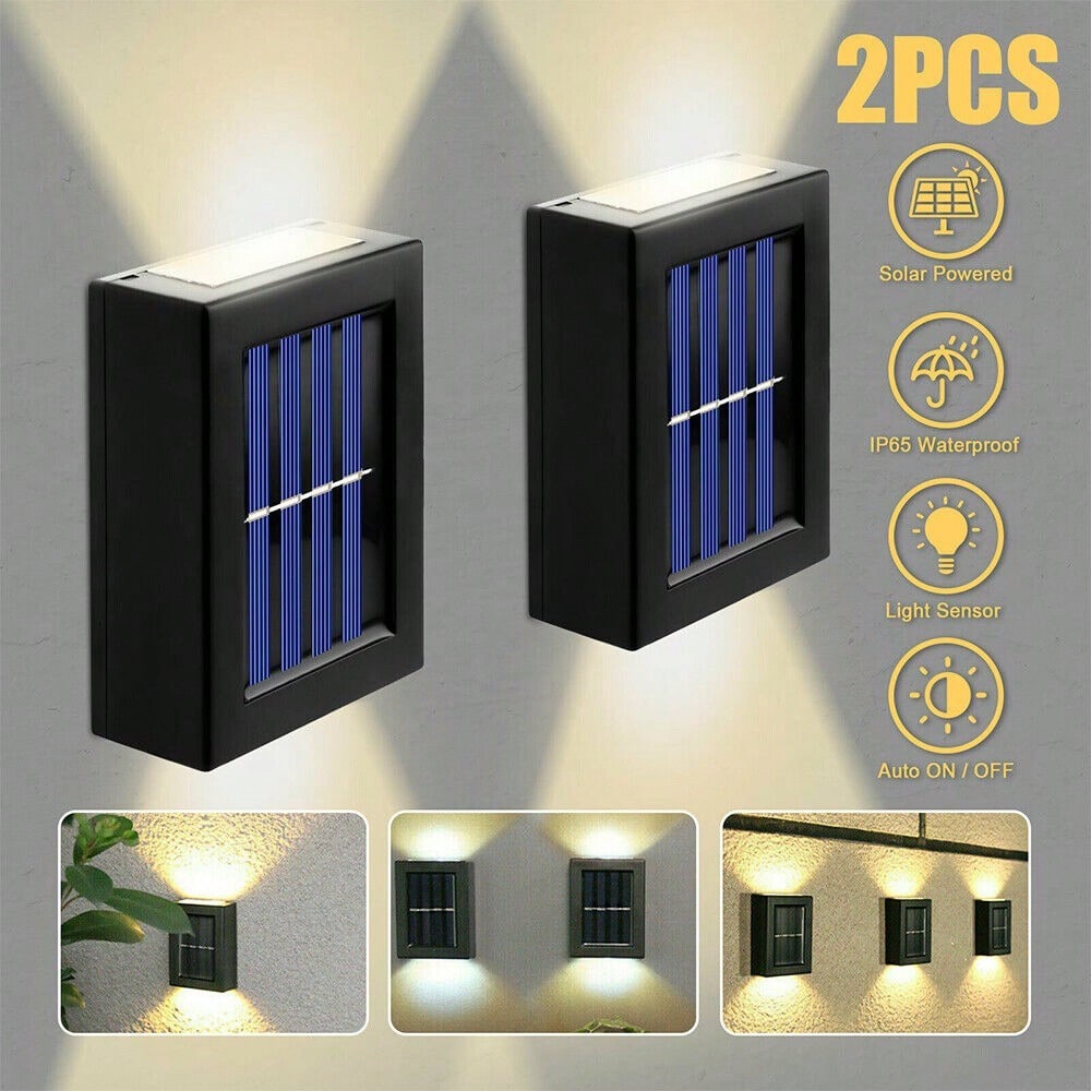 STONESKY 2Pcs Solar LED Deck Garden Warm White Lamps Stairs Step Fence Waterproof Lamp