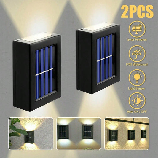 STONESKY 2Pcs Solar LED Deck Garden Warm White Lamps Stairs Step Fence Waterproof Lamp