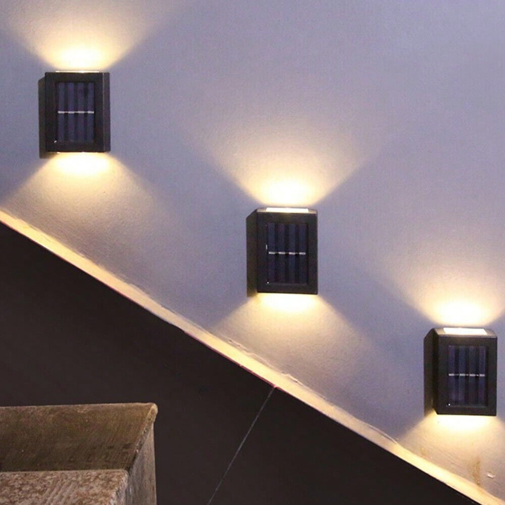 STONESKY 2Pcs Solar LED Deck Garden Warm White Lamps Stairs Step Fence Waterproof Lamp