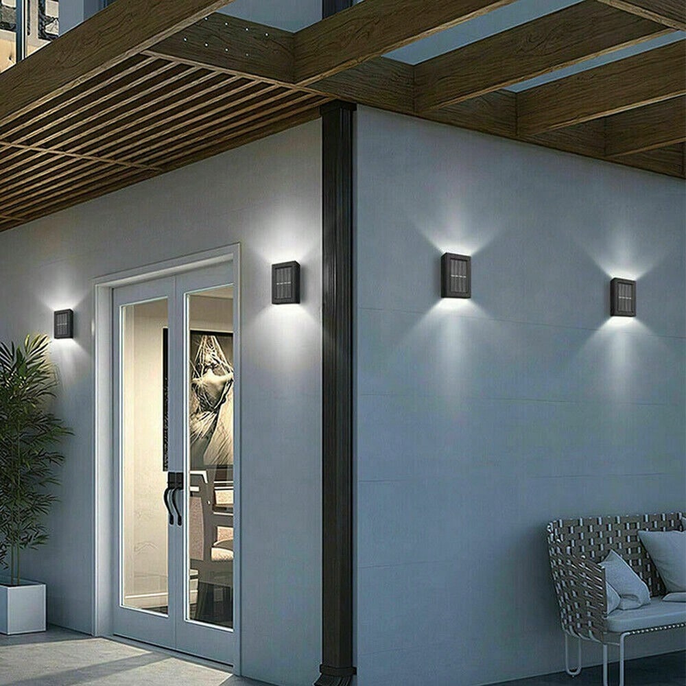 STONESKY 2Pcs Solar LED Deck Garden Warm White Lamps Stairs Step Fence Waterproof Lamp