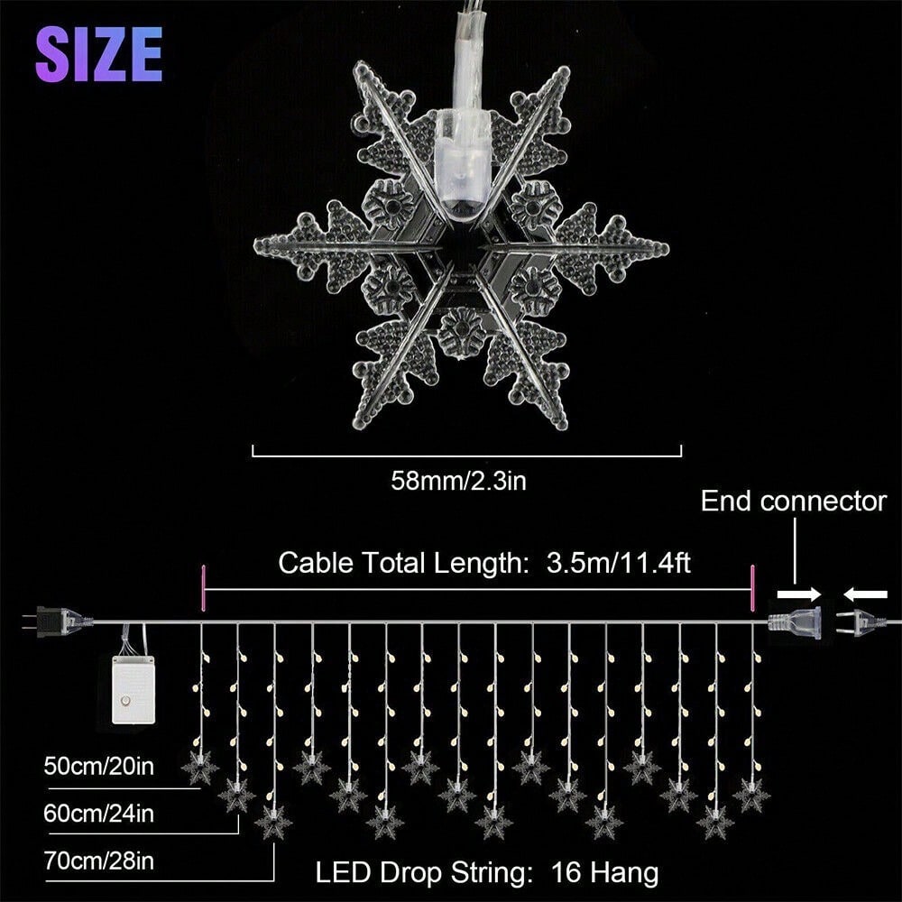 STONESKY LED Christmas LED Snowflake Lights Fairy String Light Xmas Wedding Party Decor