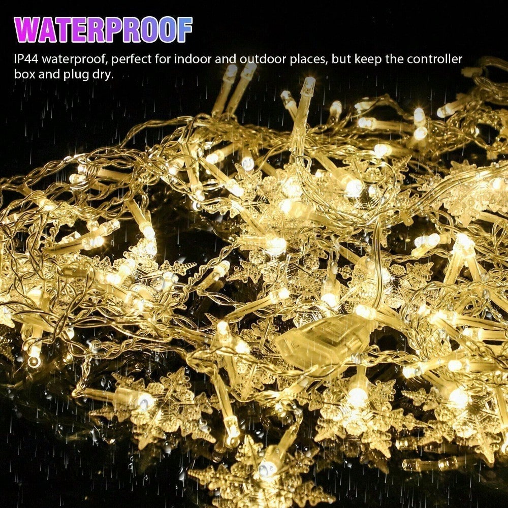 STONESKY Snowflake 96 LED Fairy String Curtain Light Wedding Party Decor Warm White Lamps