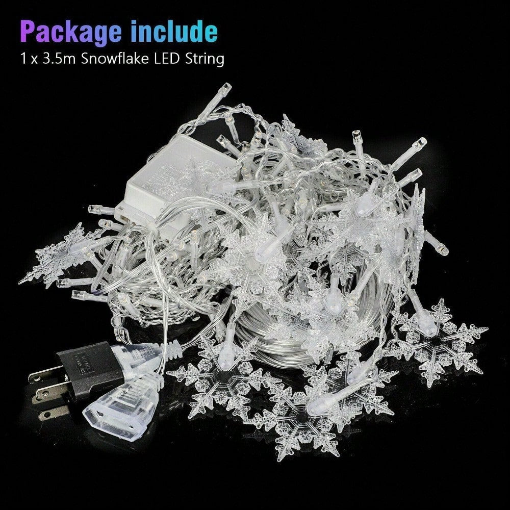 STONESKY Snowflake 96 LED Fairy String Curtain Light Wedding Party Decor Warm White Lamps