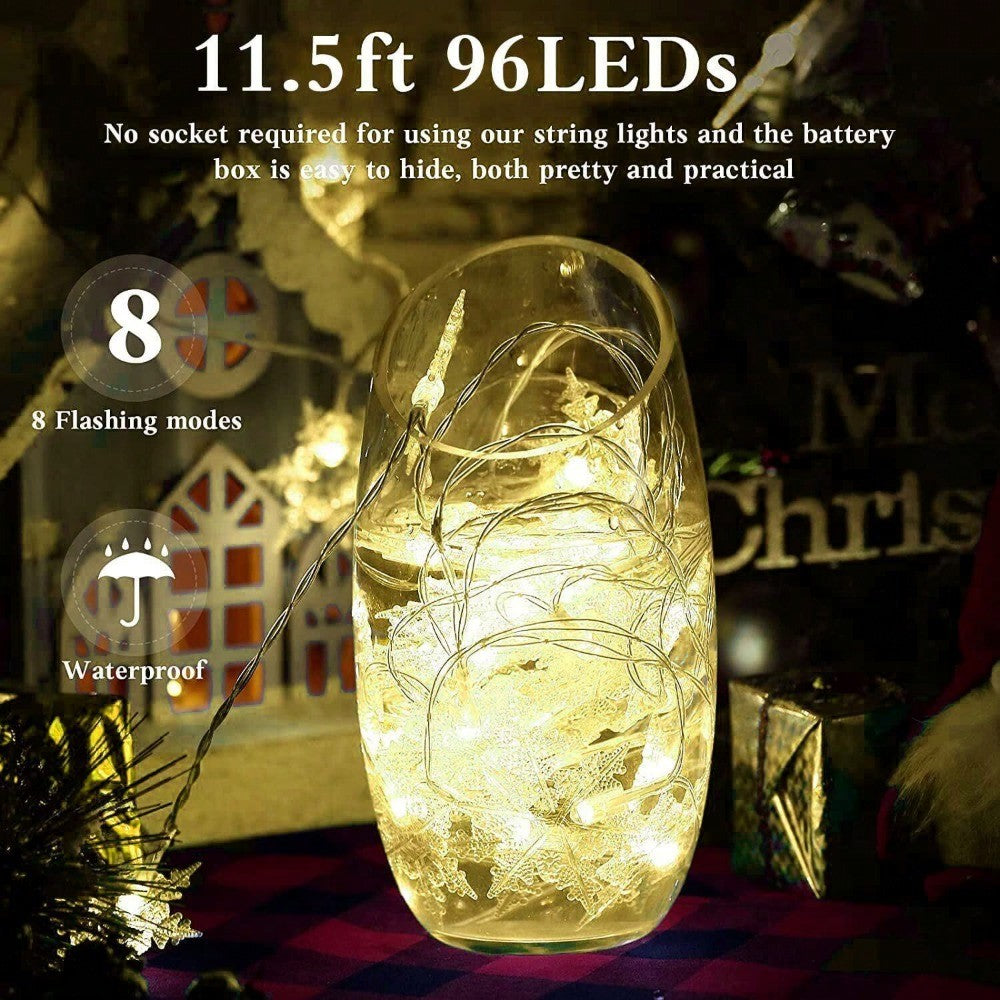 STONESKY Snowflake 96 LED Fairy String Curtain Light Wedding Party Decor Warm White Lamps