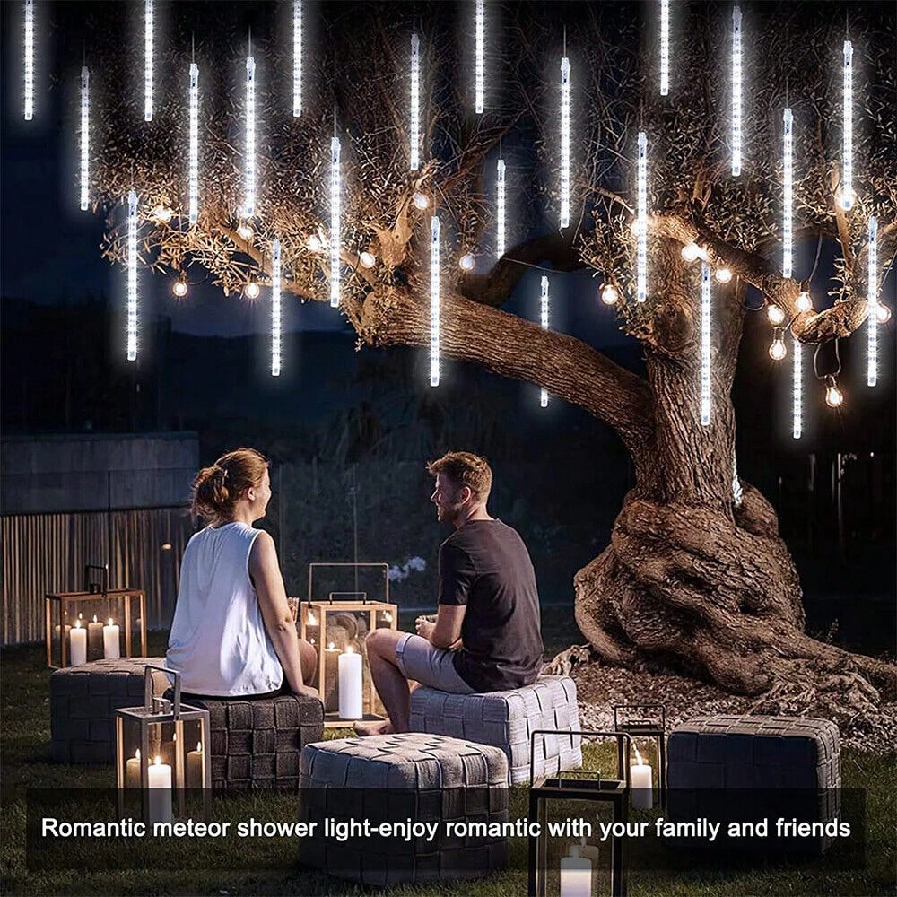 STONESKY 192 LED Meteor Shower Lights Outdoor Garden Tree String Light Xmas Party Decor