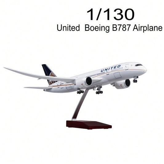 STONESKY 1/130 United Airlines Boeing B787 Replica Airplane Plane Model Voice LED Lights