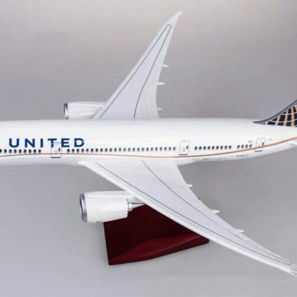 STONESKY 1/130 United Airlines Boeing B787 Replica Airplane Plane Model Voice LED Lights