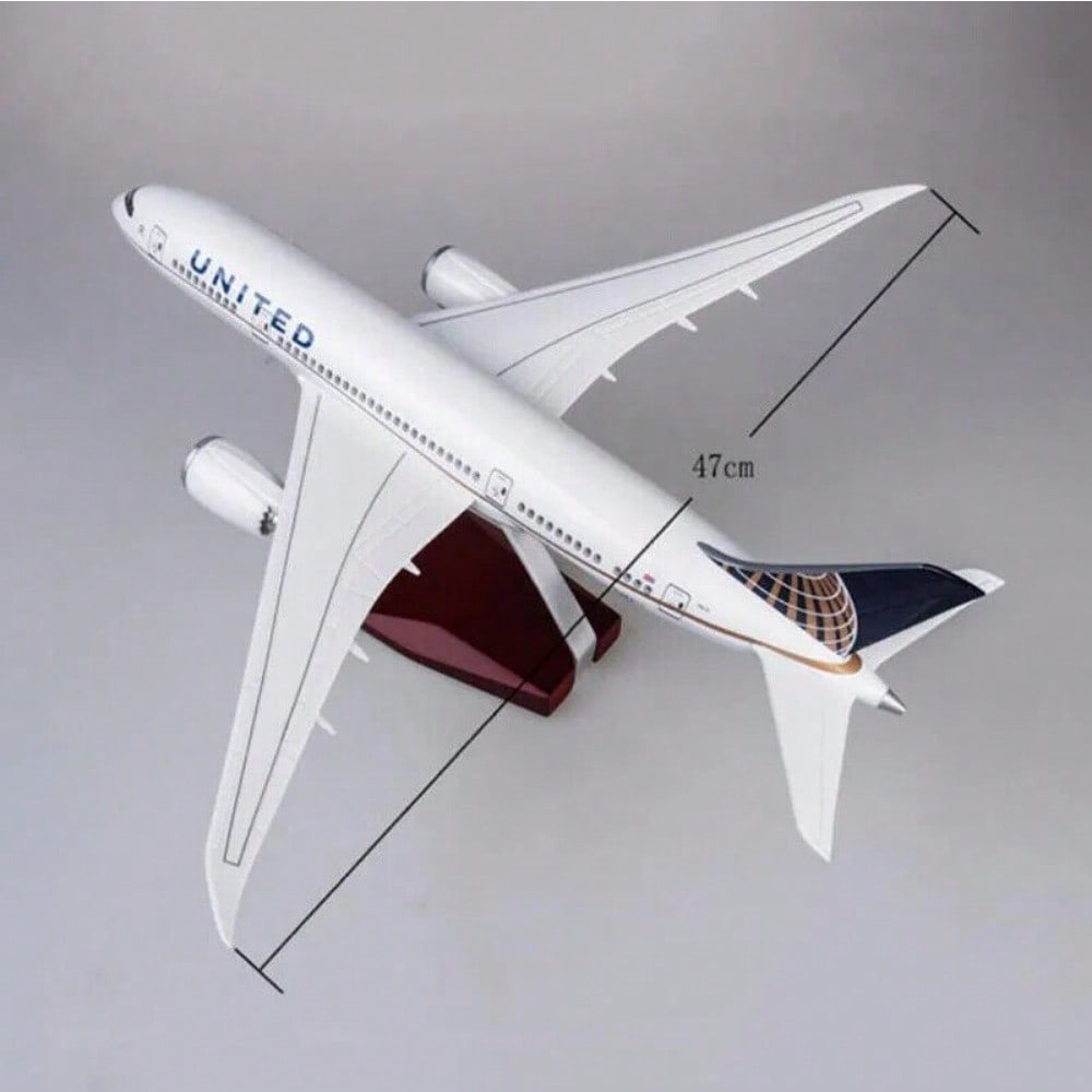 STONESKY 1/130 United Airlines Boeing B787 Replica Airplane Plane Model Voice LED Lights