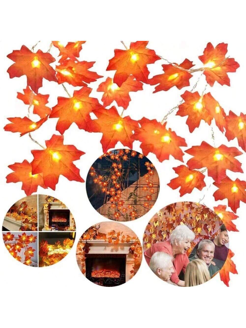 STONESKY 20 LED Fall Maple Leaves Light Lamp Garland Thanksgiving Festival Party Decor US