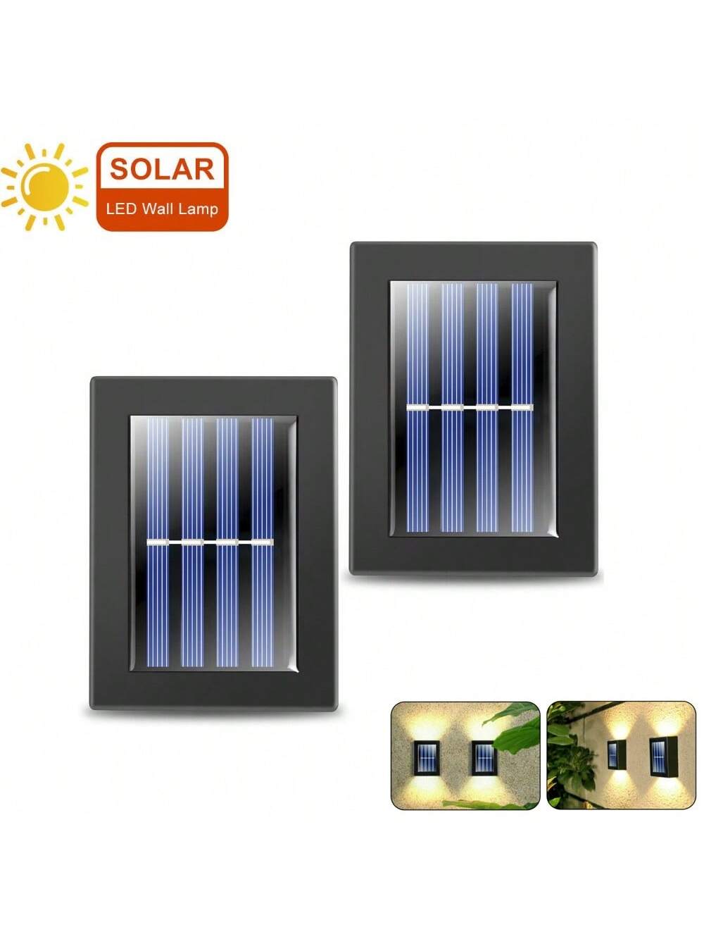 STONESKY Outdoor Solar 2 LED Deck Lights Path Garden Patio Pathway Stairs Step Fence Lamp