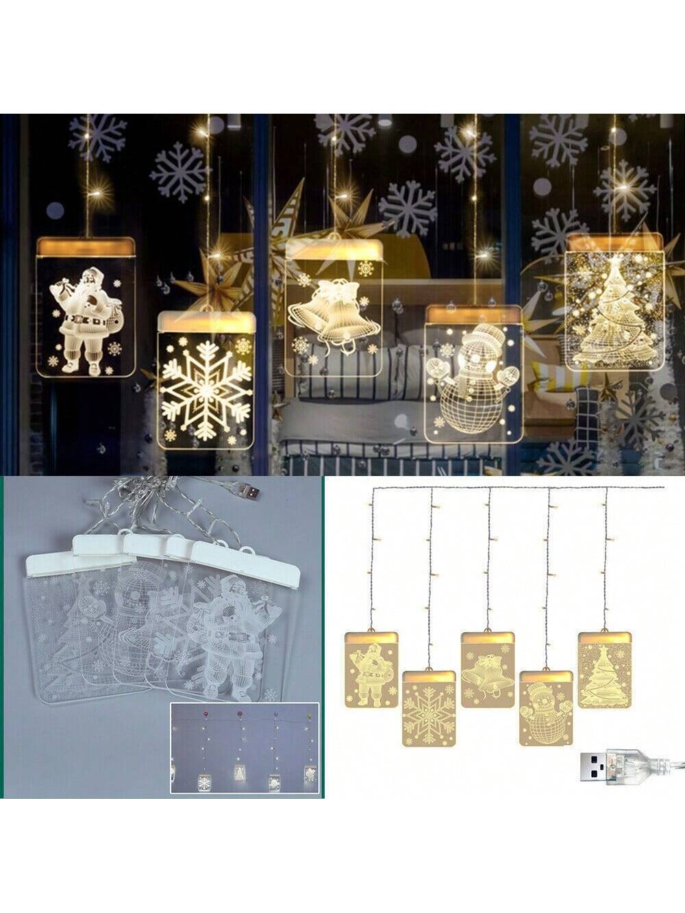 STONESKY Chrismas LED Curtain Fairy String Light 3D-Effect Window Decor Hanging Lights US