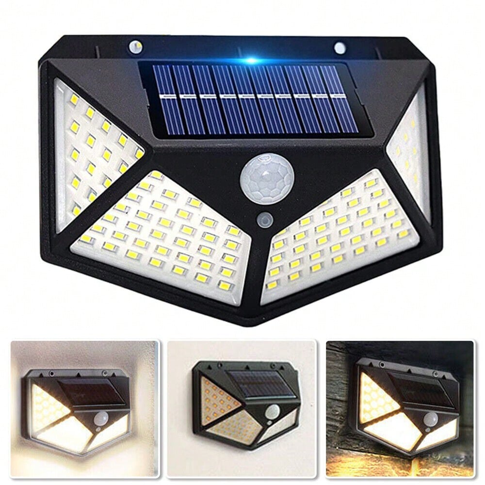 StoneSky 100 LED Solar Power PIR Motion Sensor Wall Light Outdoor Waterproof Garden Lamp