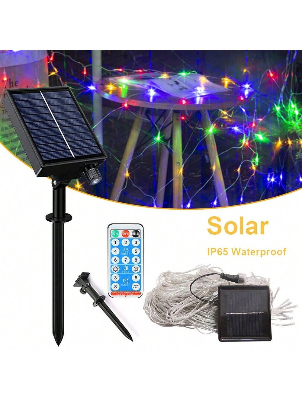 STONESKY 96 LED Solar Net Mesh Curtain Lights Fairy String Light Christmas Wedding Decor
