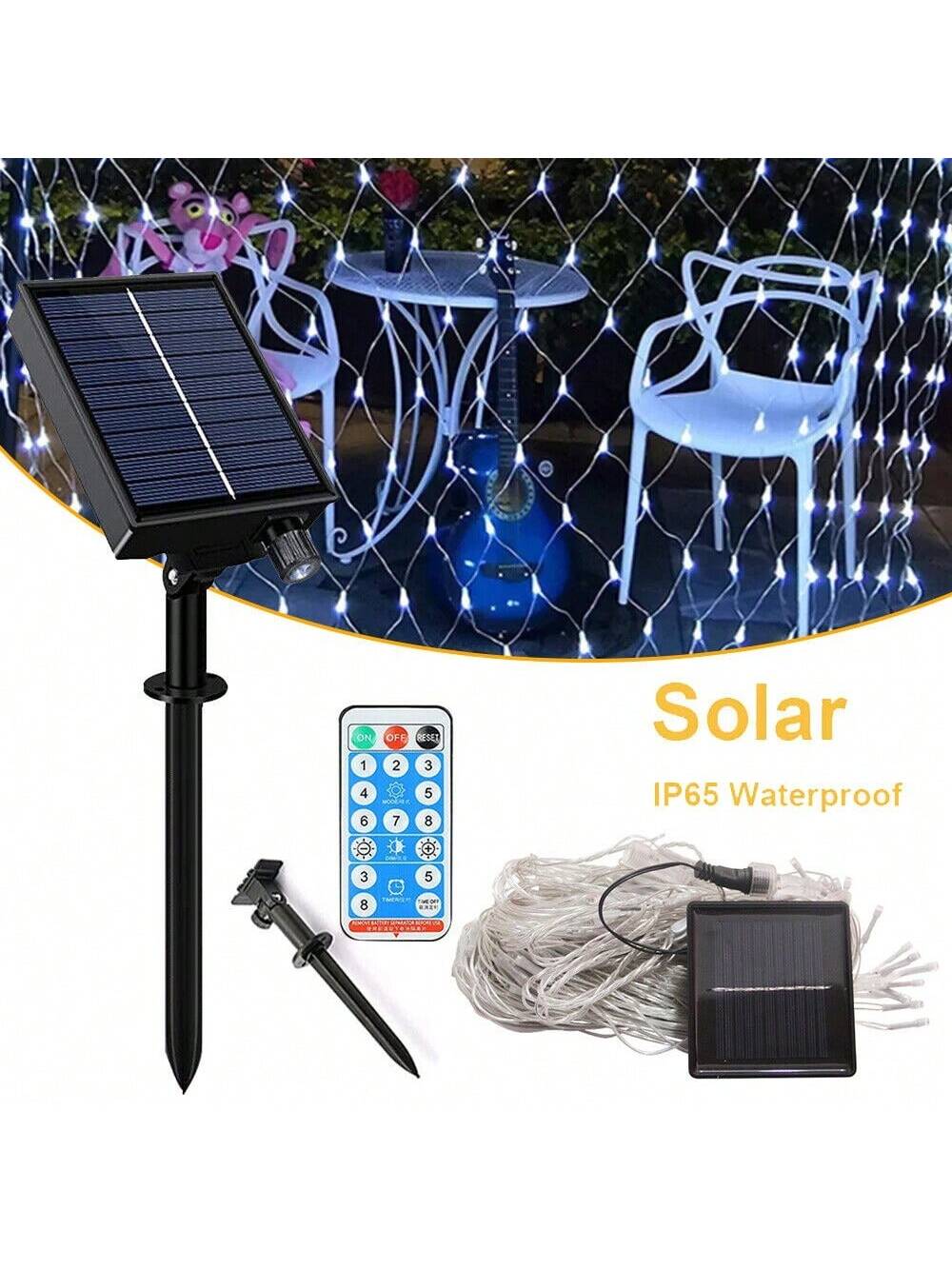 STONESKY Solar LED Net Mesh Curtain Light Fairy String Light Christmas Wedding Decor Lamp