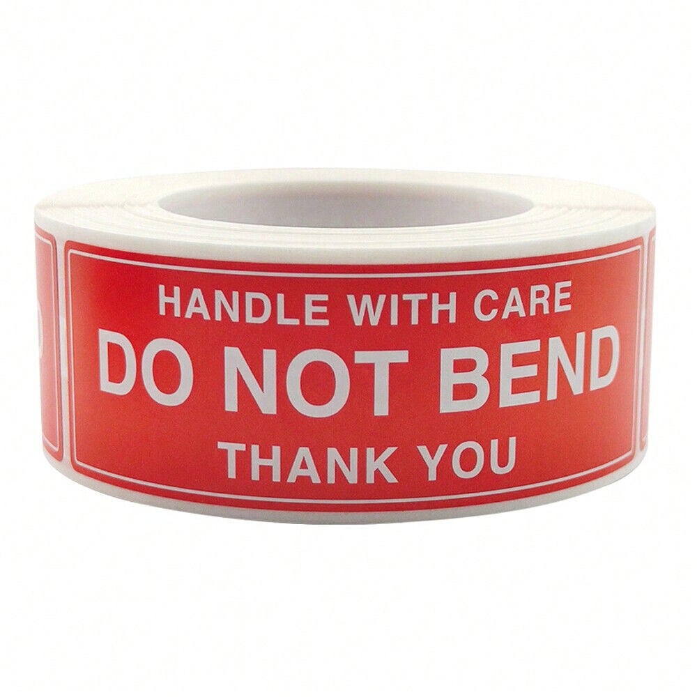 STONESKY 250PCS / Roll Red DO NOT BEND Label Stickers 1"x 1.8" Handle With Care Thank You