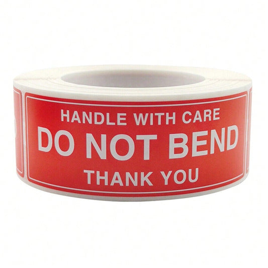STONESKY 250PCS / Roll Red DO NOT BEND Label Stickers 1"x 1.8" Handle With Care Thank You