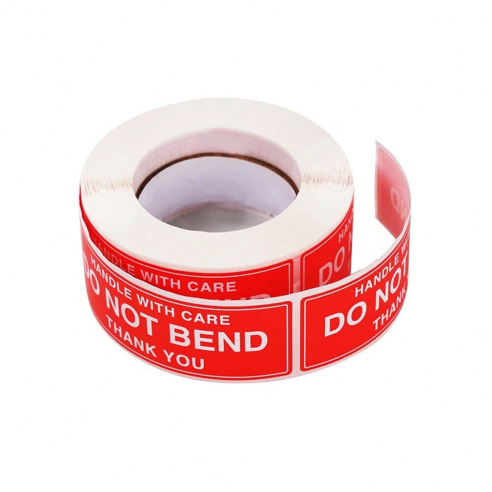 STONESKY 250PCS / Roll Red DO NOT BEND Label Stickers 1"x 1.8" Handle With Care Thank You