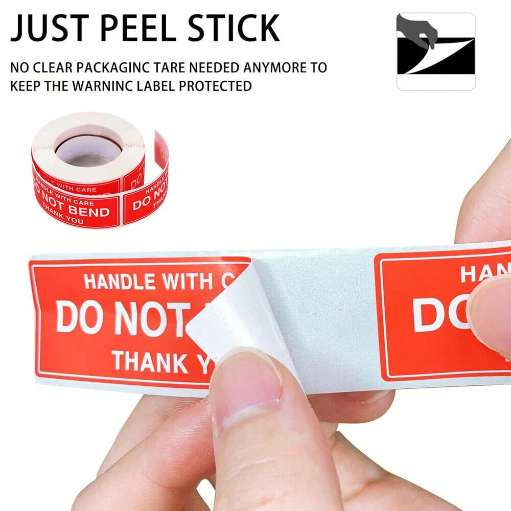 STONESKY 250PCS / Roll Red DO NOT BEND Label Stickers 1"x 1.8" Handle With Care Thank You
