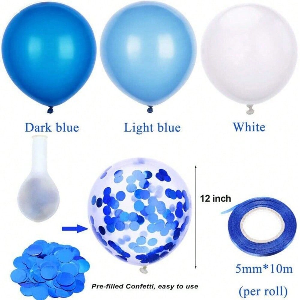 STONESKY 48Pcs Birthday Party Decorations Set with Blue Happy Birthday Balloons Banner