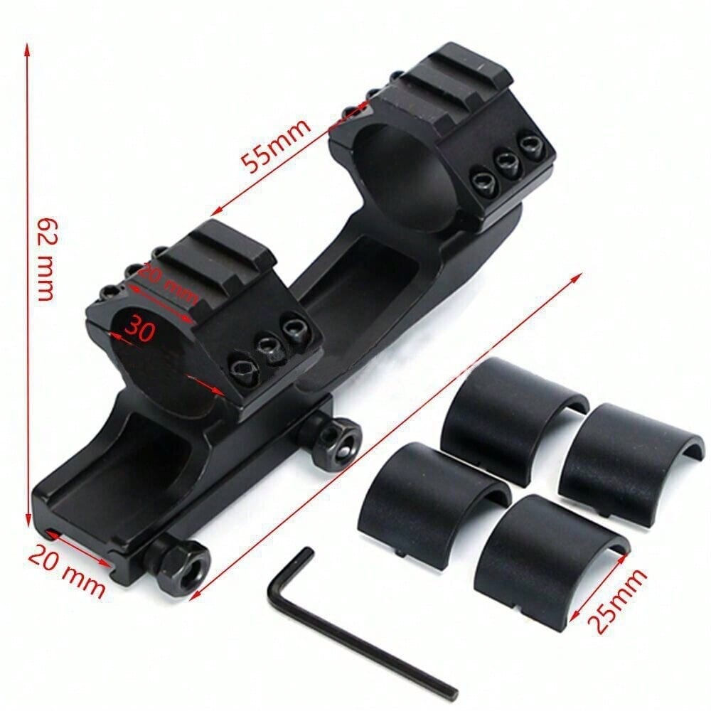 STONESKY Tactical 1"/30mm Cantilever Dual Rings Scope Mount 20mm Picatiiny Rail Hunting