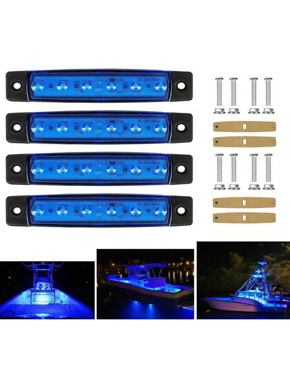 STONESKY 4 Pack LED Marine Boat Deck Courtesy Lights Waterproof Blue Stern Transom Lights