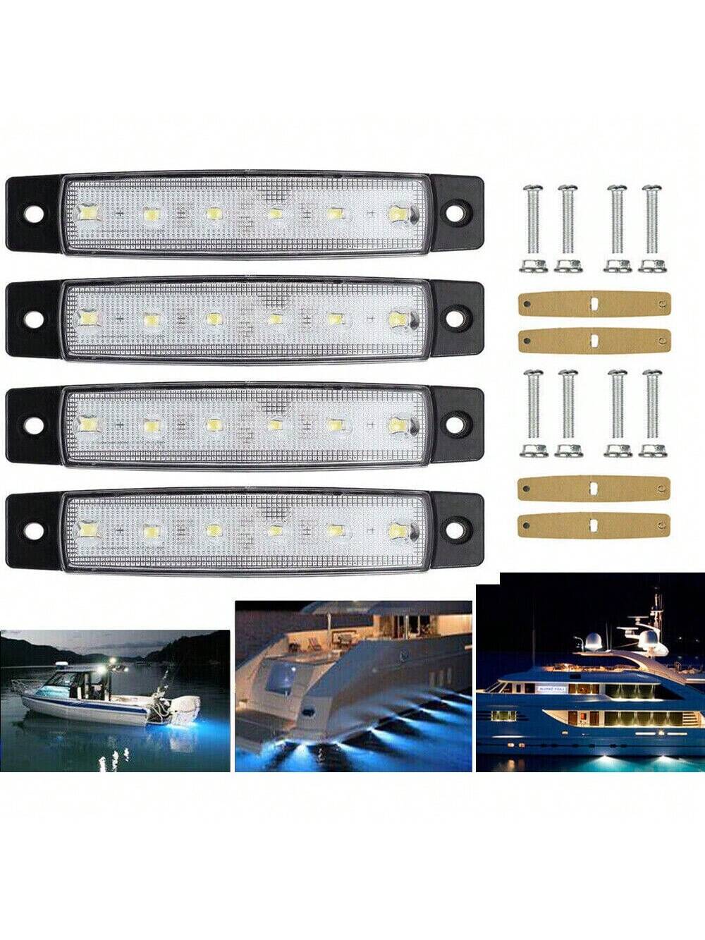 STONESKY 4 LED Pack Marine Boat Deck Courtesy Lights Waterproof White Stern Transom Light