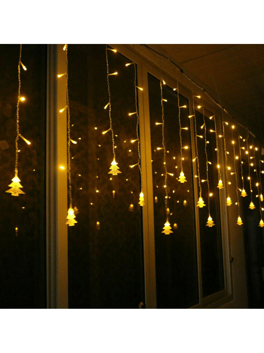 STONESKY Xmas Tree 96 LED Fairy String Curtain Light Wedding Party Decor Warm White Lamps
