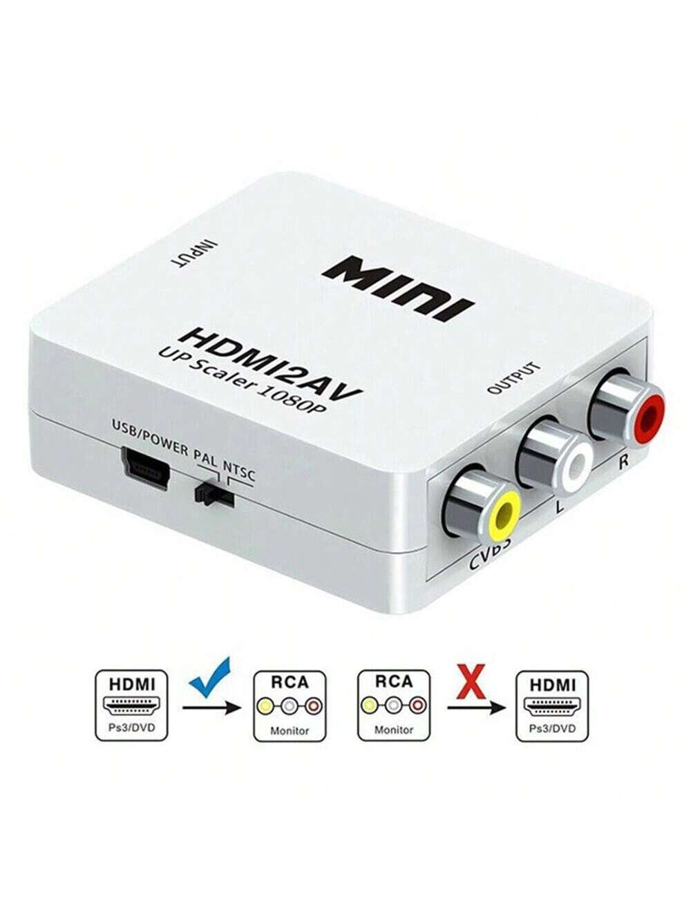 STONESKY Mini HDMI To RCA AV HD Converter Composite CVBS Audio Video Adapter  NES SNES