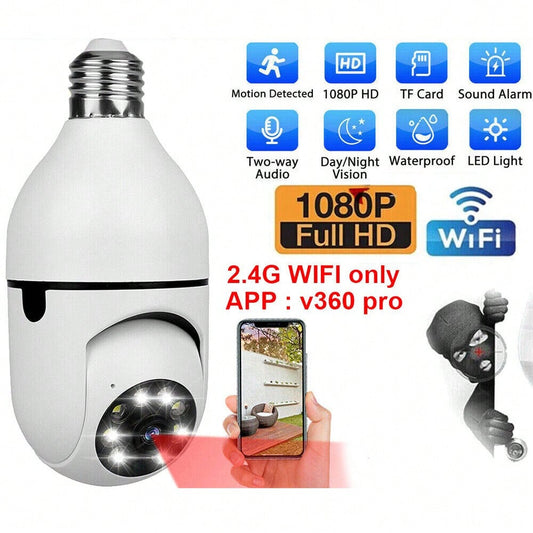 STONESKY 1080P E27 Light Bulb Camera 2.4G Night Vision IR Smart Home Wireless Camera US