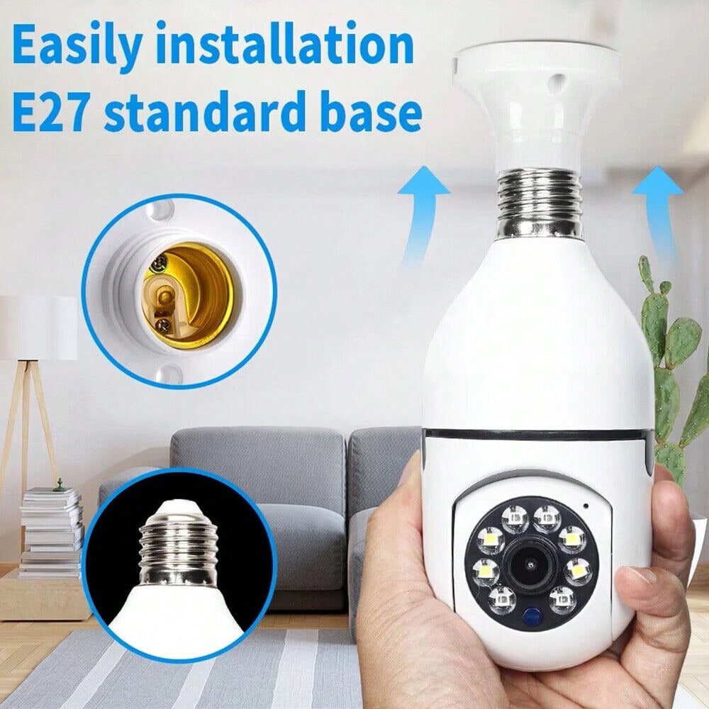 STONESKY 1080P E27 Light Bulb Camera 2.4G Night Vision IR Smart Home Wireless Camera US