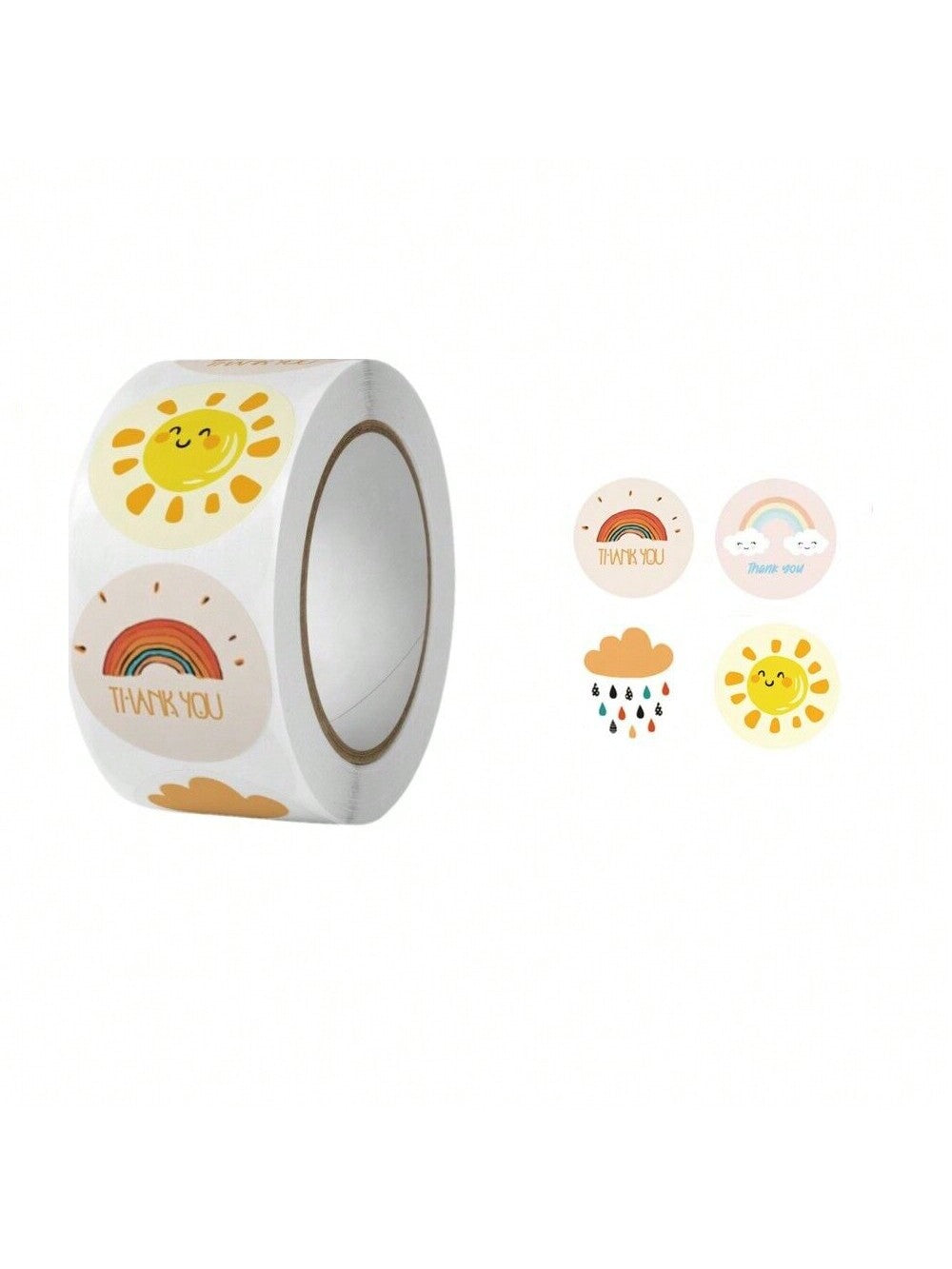 STONESKY 500Pcs 1" Thank You Stickers 4 Design Round Sunshine Smile Label Stickers Roll