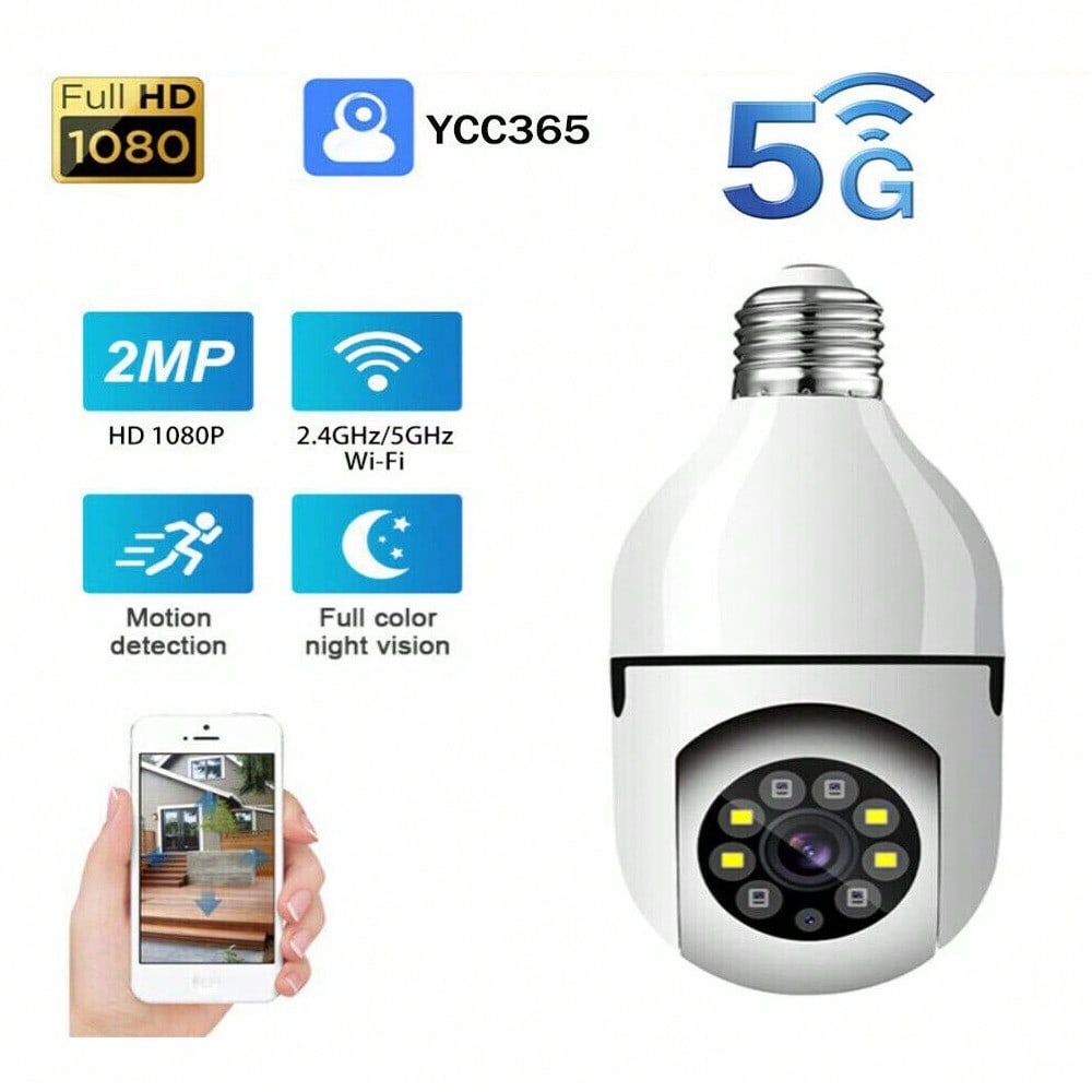 STONESKY  Smart Home Light Bulb Camera Wireless Security 360° 1080P IP E27 Wi-Fi IR Night