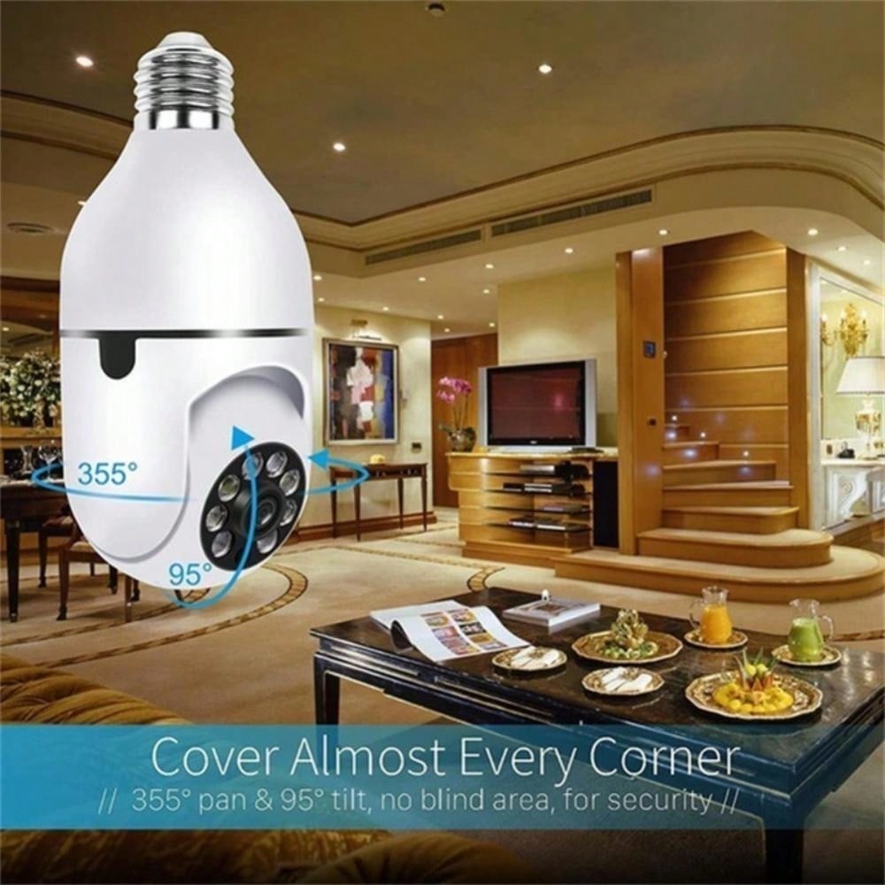 STONESKY  Smart Home Light Bulb Camera Wireless Security 360° 1080P IP E27 Wi-Fi IR Night