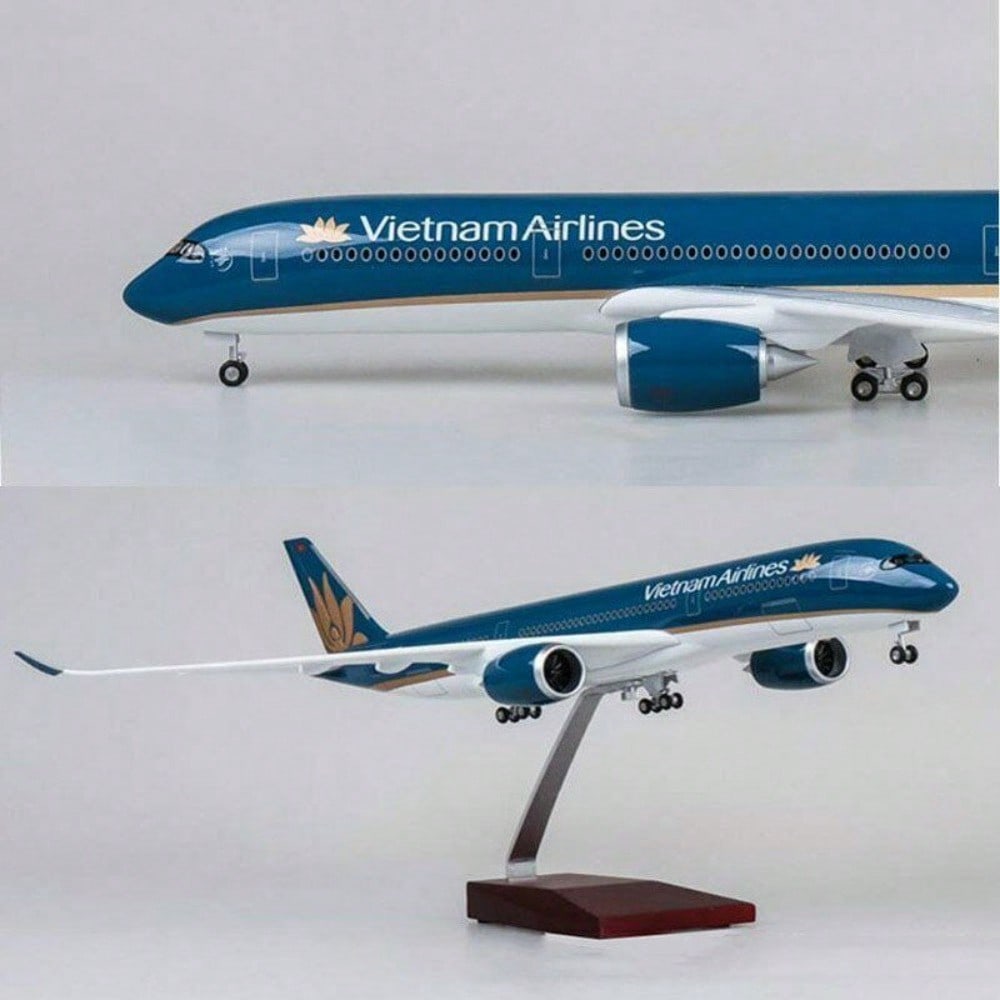 STONESKY 18" Vietnam Airlines A350 Airplane Model W/Wheel Light 1:142 Resin Aircraft Toy