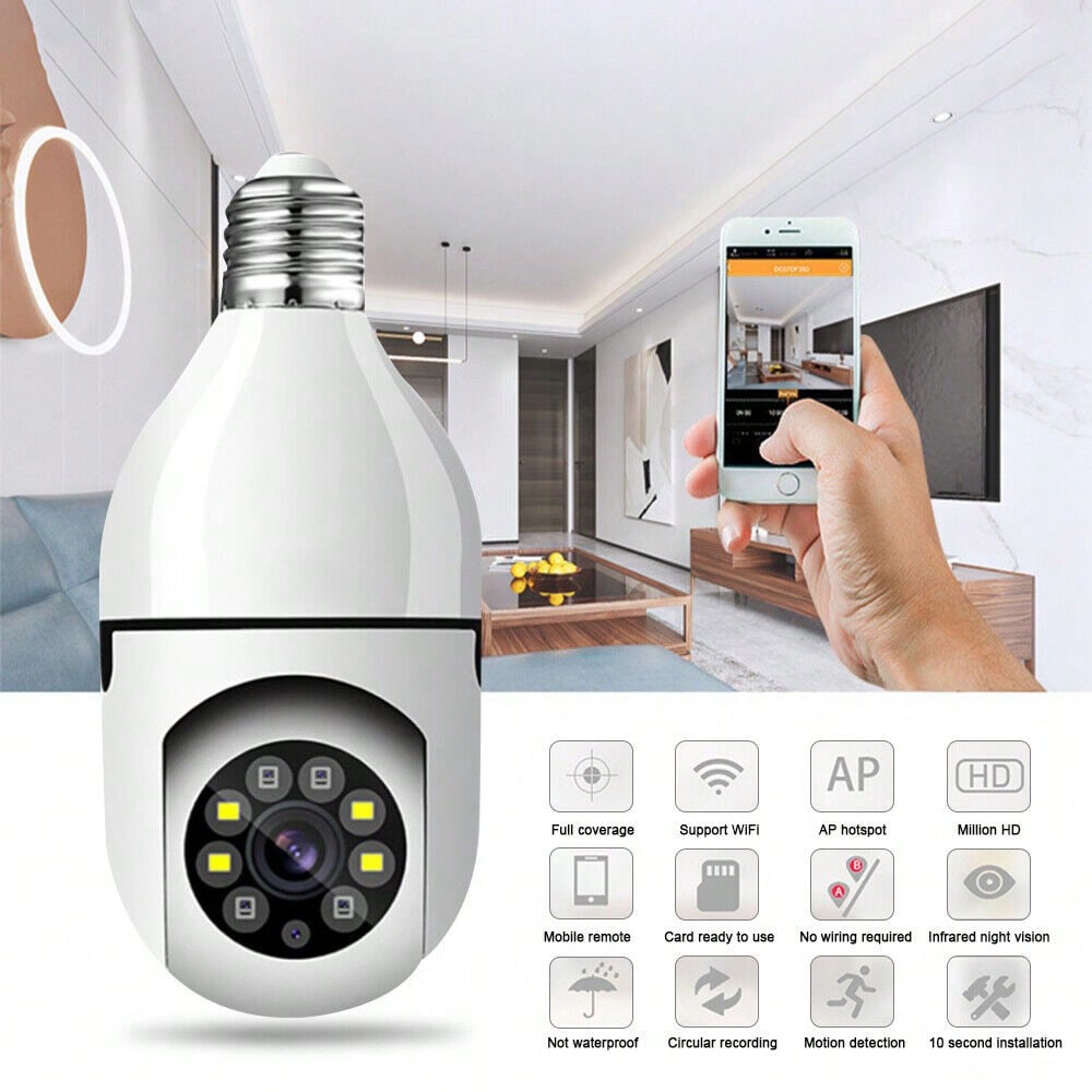 STONESKY Full HD 1080P 360° Panoramic Hidden Wifi Camera Light Bulb Home Security Camera