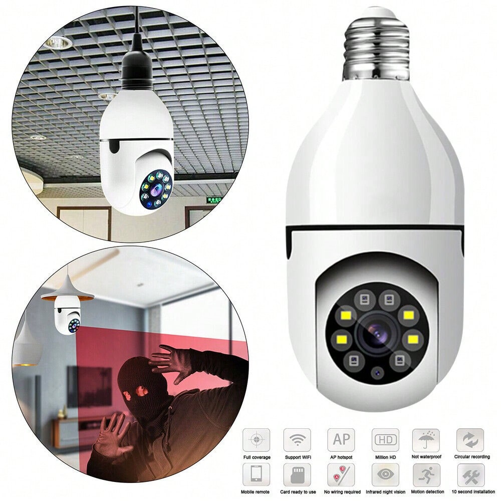 STONESKY Full HD 1080P 360° Panoramic Hidden Wifi Camera Light Bulb Home Security Camera