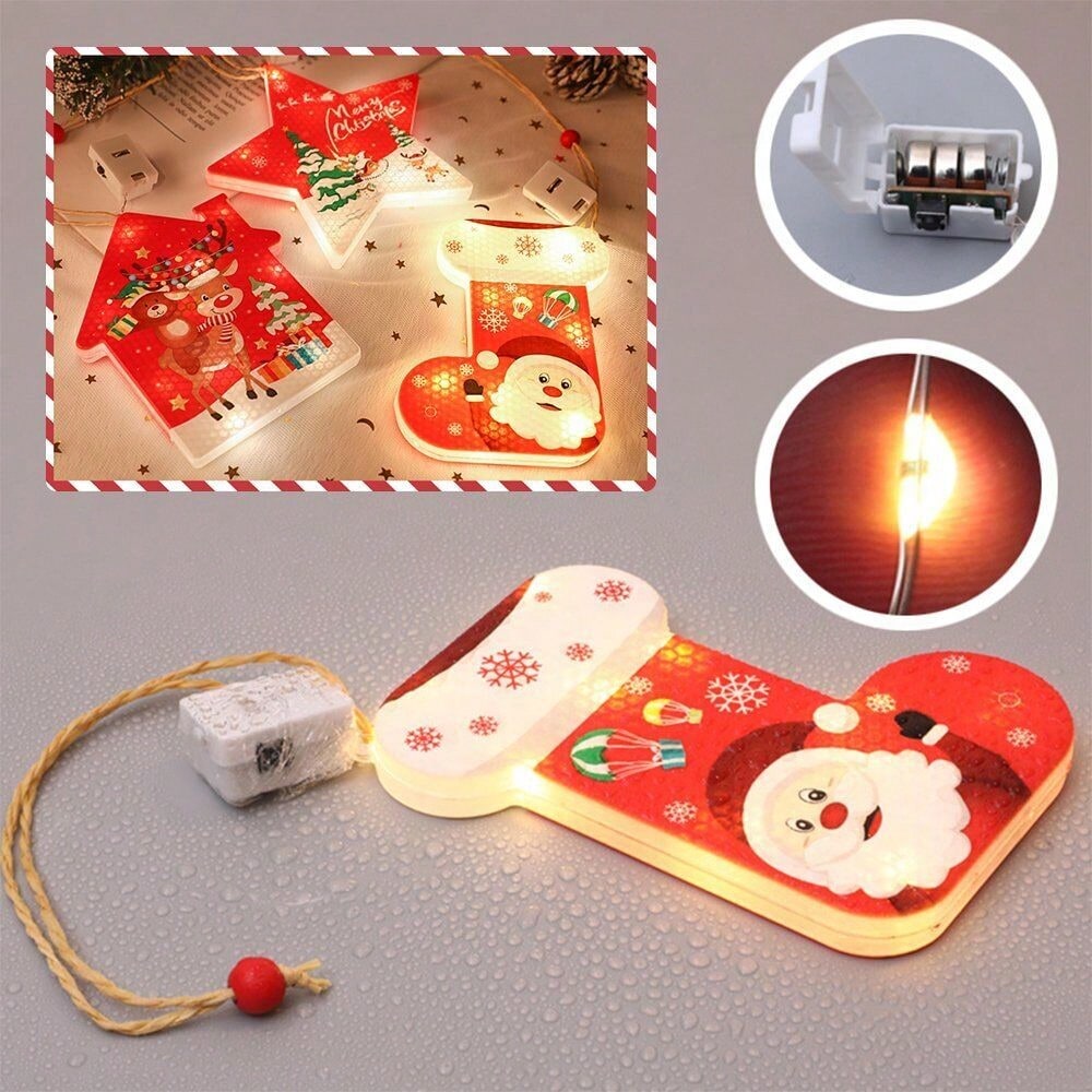 STONESKY 6Pcs Window Christmas Hanging LED Light Xmas Ornament Battery Xmas Tree Decor