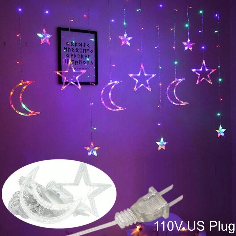 STONESKY Twinkling Star Moon LED Curtain Lights Ramadan Eid Mubarak Fairy String Lighting