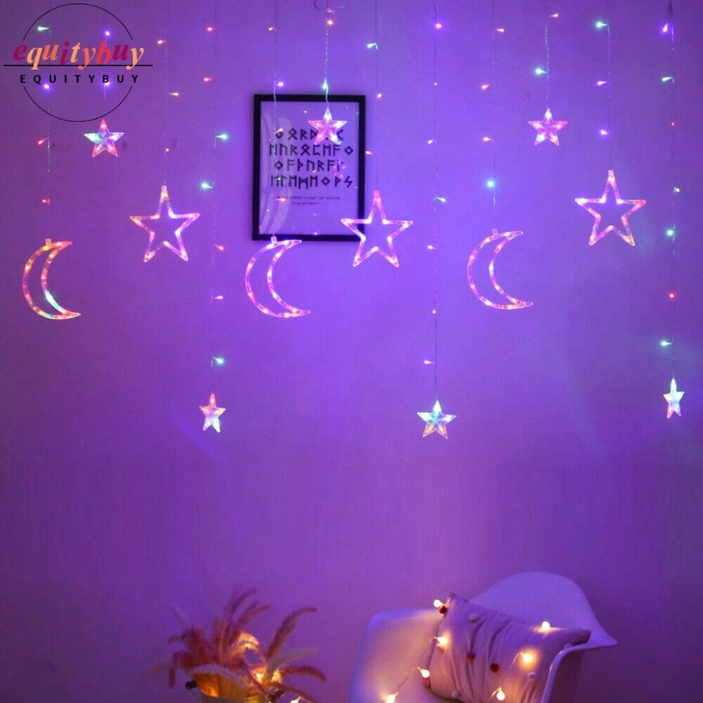 STONESKY Twinkling Star Moon LED Curtain Lights Ramadan Eid Mubarak Fairy String Lighting