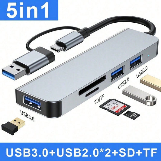 STONESKY 5 In 1 USB Hub C Docking Adapter With SD/TF Card Reader For PC Laptop