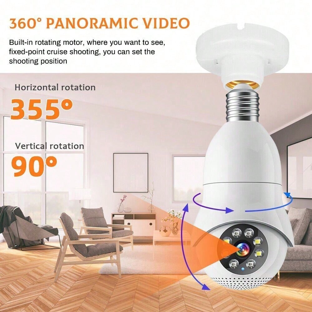 STONESKY 1080P Wireless WiFi E27 Light Bulb Camera IR Night PTZ Smart Home