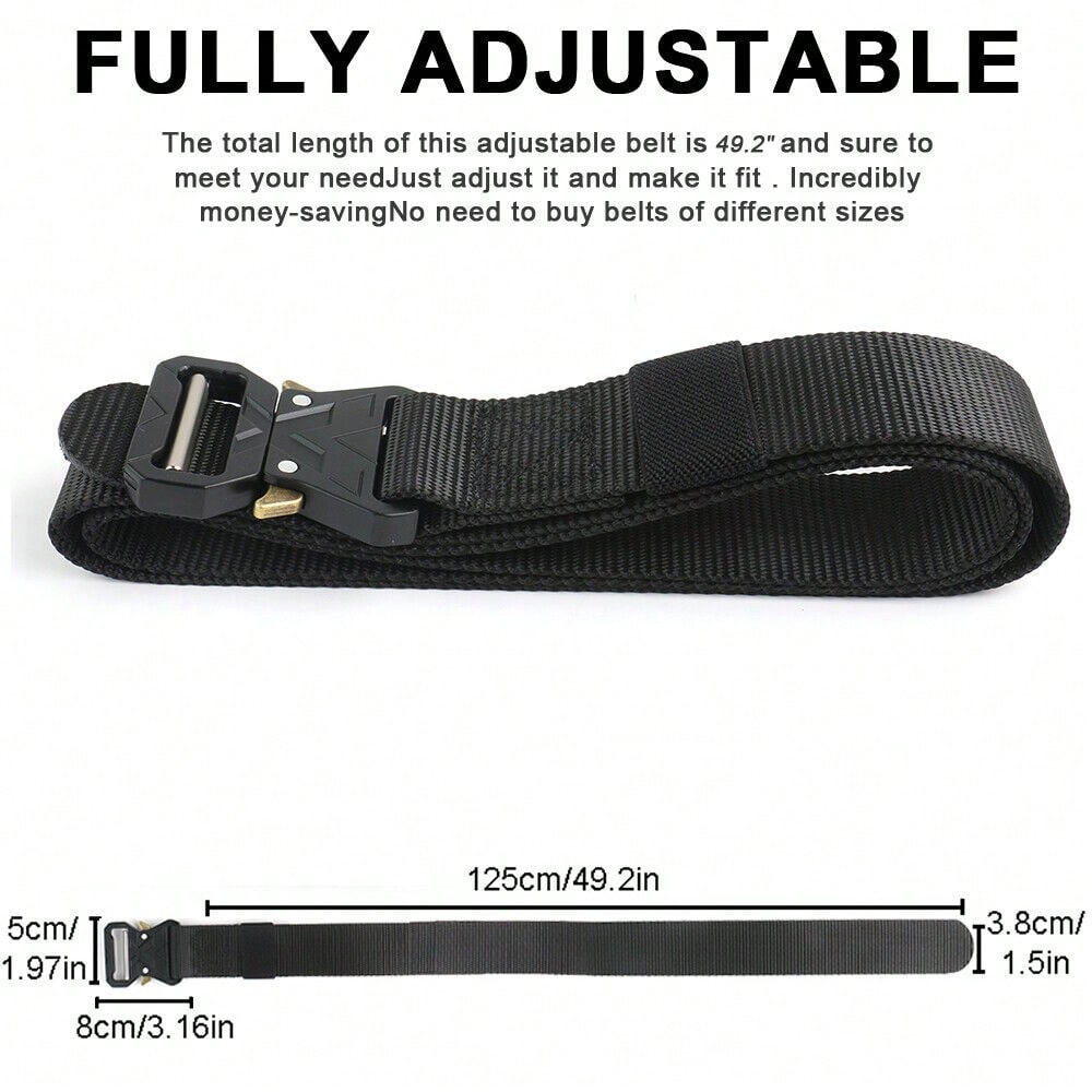 STONESKY 1.5" Tactical Belt Heavy Rigger Duty Belt Quick Release Buckle Nylon Belt Black