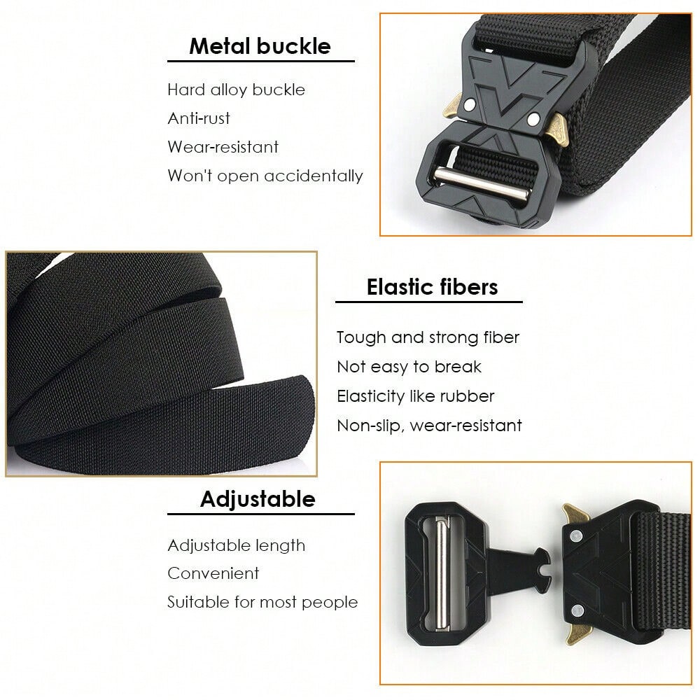 STONESKY 1.5" Tactical Belt Heavy Rigger Duty Belt Quick Release Buckle Nylon Belt Black