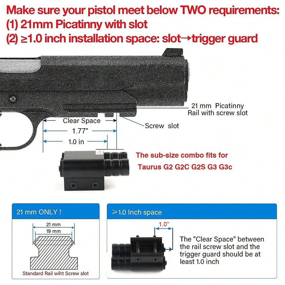 STONESKY Tactical Red Laser Sight Outdoor Pistol Torch Flashlight For 20-21mm Picatinny