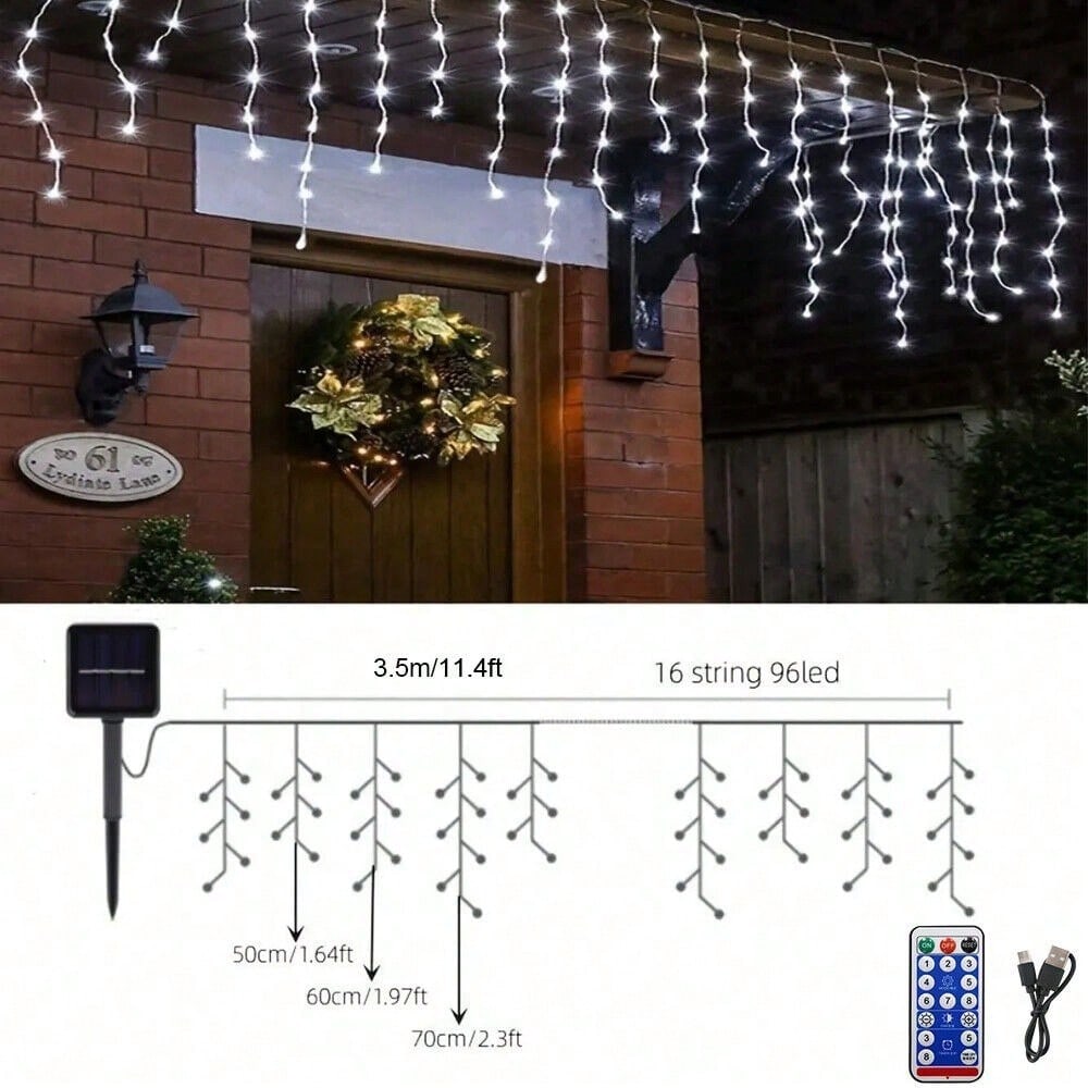 STONESKY Solar LED Christmas Fairy String Lights Outdoor Icicle Light Xmas Wedding Decor