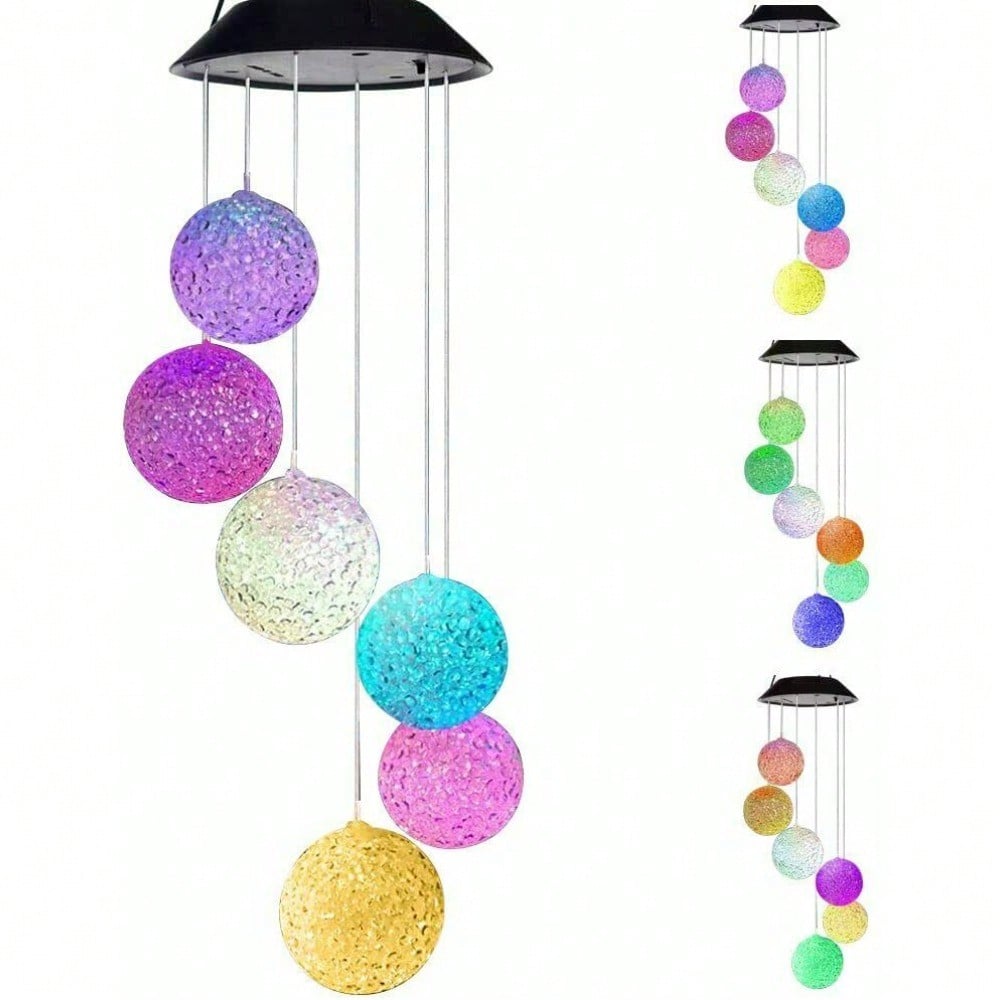 STONESKY Ball LED Color Changing Solar Wind Chime Garden Yard Hanging Light Lamp Decor WX