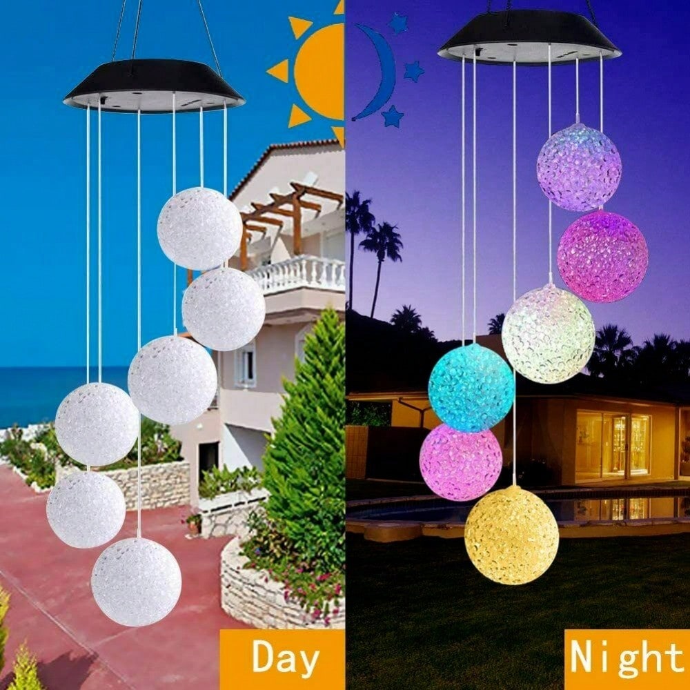 STONESKY Ball LED Color Changing Solar Wind Chime Garden Yard Hanging Light Lamp Decor WX